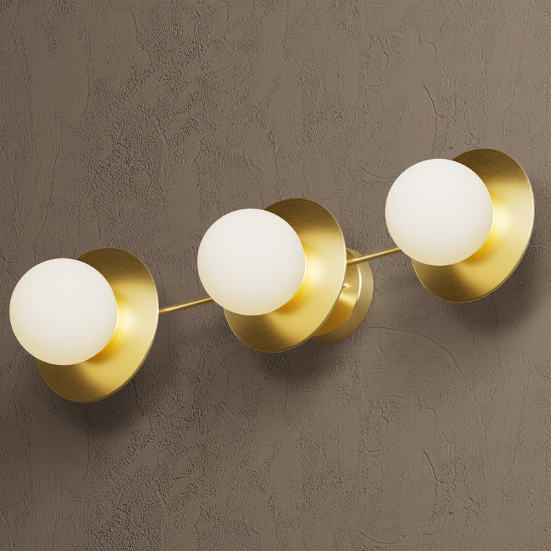 Aberdeen - Three Light Bathroom Vanity - Raw Unlacquered Brass / Matte Frosted Globes - Wall Sconce - Custom Lighting