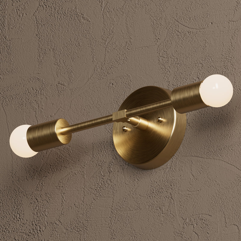 Belen - Two Light Sconce Vanity - Antique Brass / Round Base - Wall Sconce - Custom Lighting By Velora