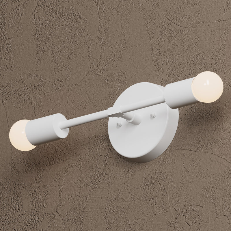 Belen - Two Light Sconce Vanity - Matte White / Round Base - Wall Sconce - Custom Lighting By Velora