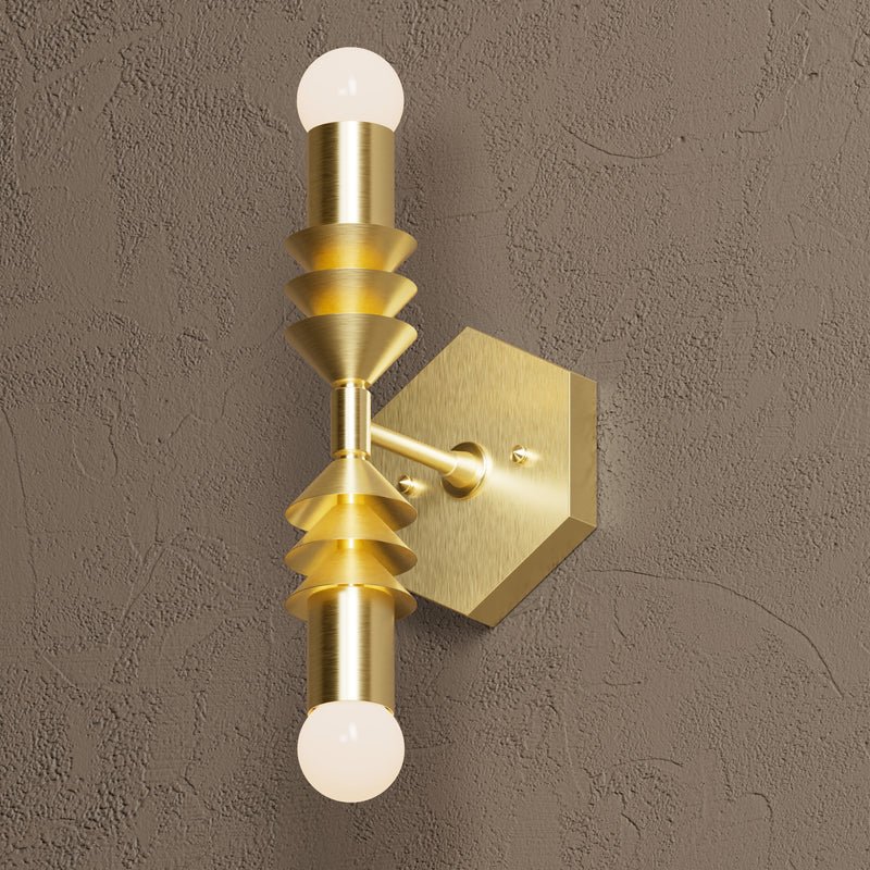 Cove - Two Light Sconce - Raw Unlacquered Brass - Wall Sconce - Custom Lighting By Velora