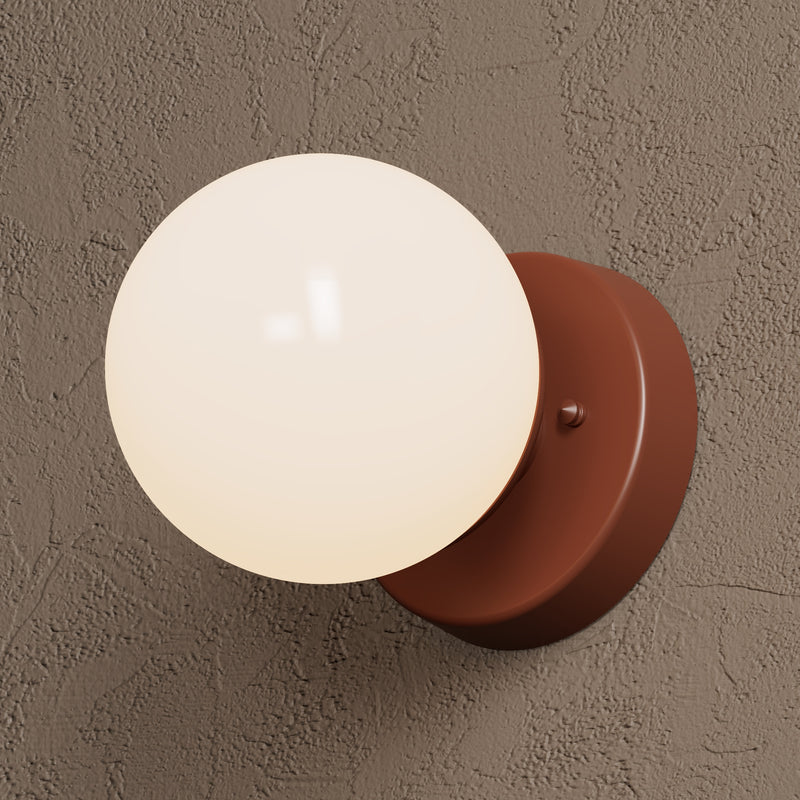Hammond - Single Light Surface Mount - Terra Red / Gloss White Globe - Wall Sconce - Custom Lighting By Velora
