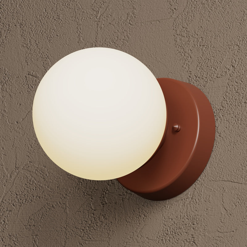 Hammond - Single Light Surface Mount - Terra Red / Matte Frosted Globe - Wall Sconce - Custom Lighting By Velora