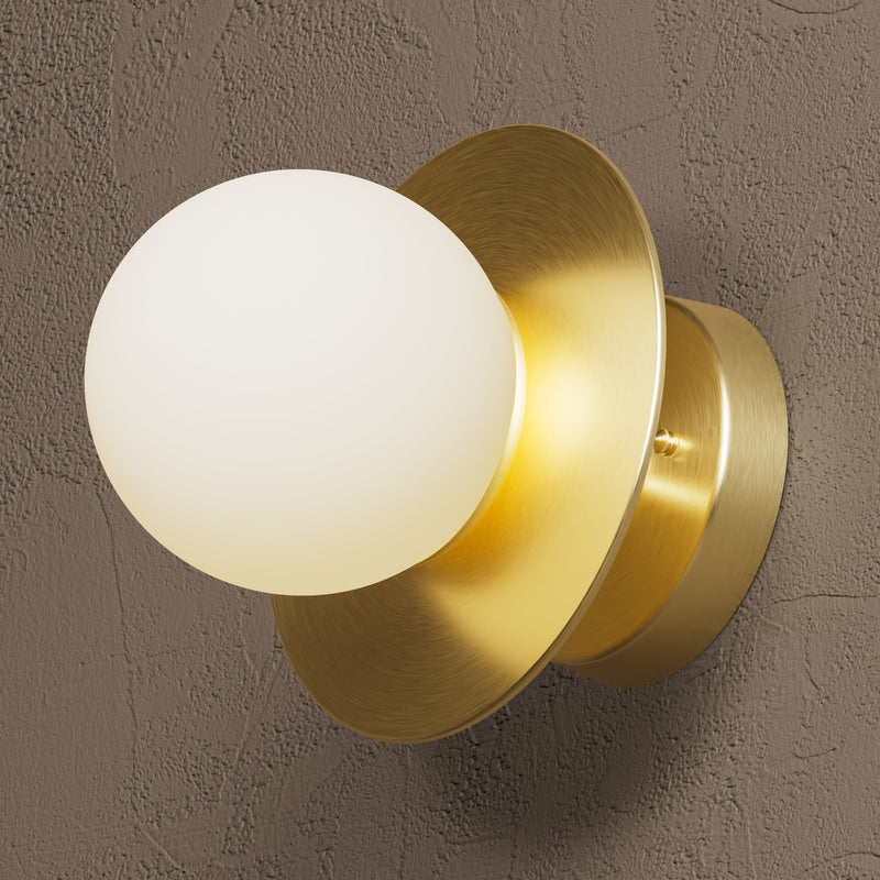 Huron - Single Light Surface Mount - Raw Unlacquered Brass / Matte Frosted Globe - Wall Light Fixtures - Custom