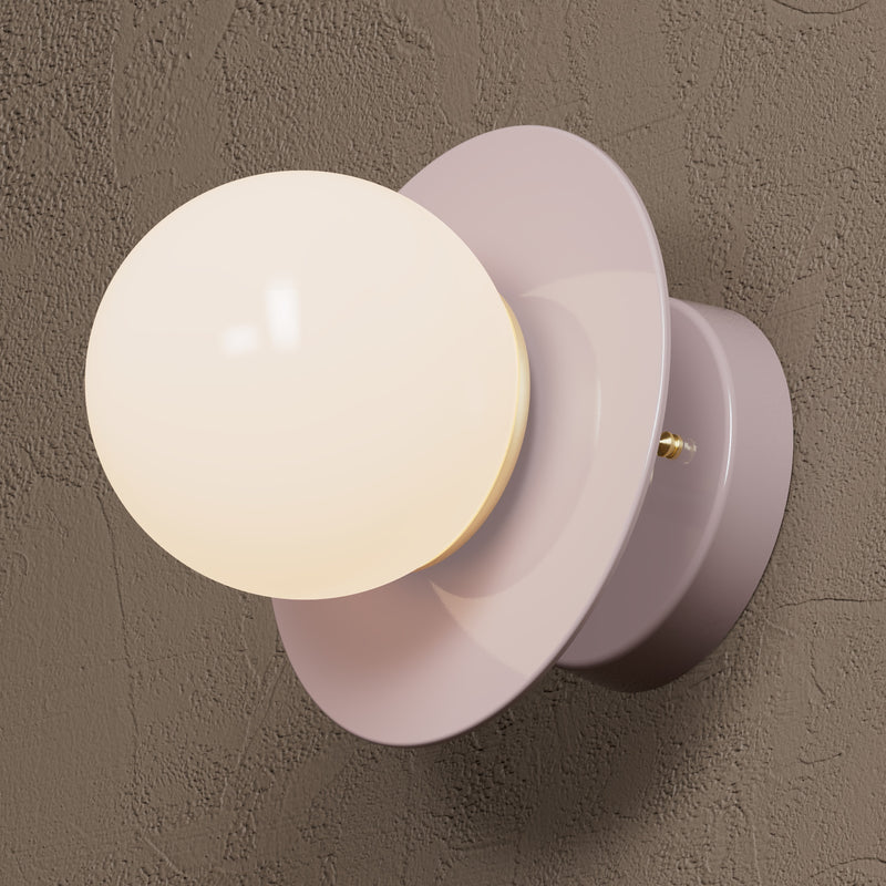 Huron - Single Light Surface Mount - Mauve / Gloss White Globe - Wall Light Fixtures - Custom Lighting By Velora