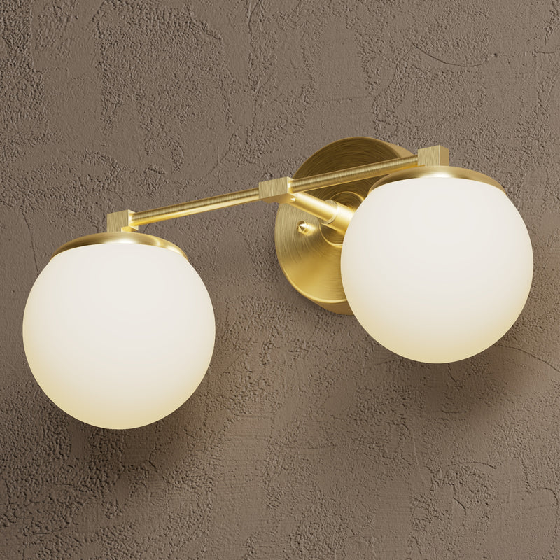 Marlin - Two Light Bathroom Vanity - Raw Unlacquered Brass / Matte Frosted Globes - Wall Sconce - Custom Lighting