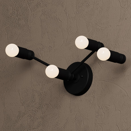 Milano - Four Light Bathroom Vanity - Matte Black - Wall Sconce - Custom Lighting By Velora