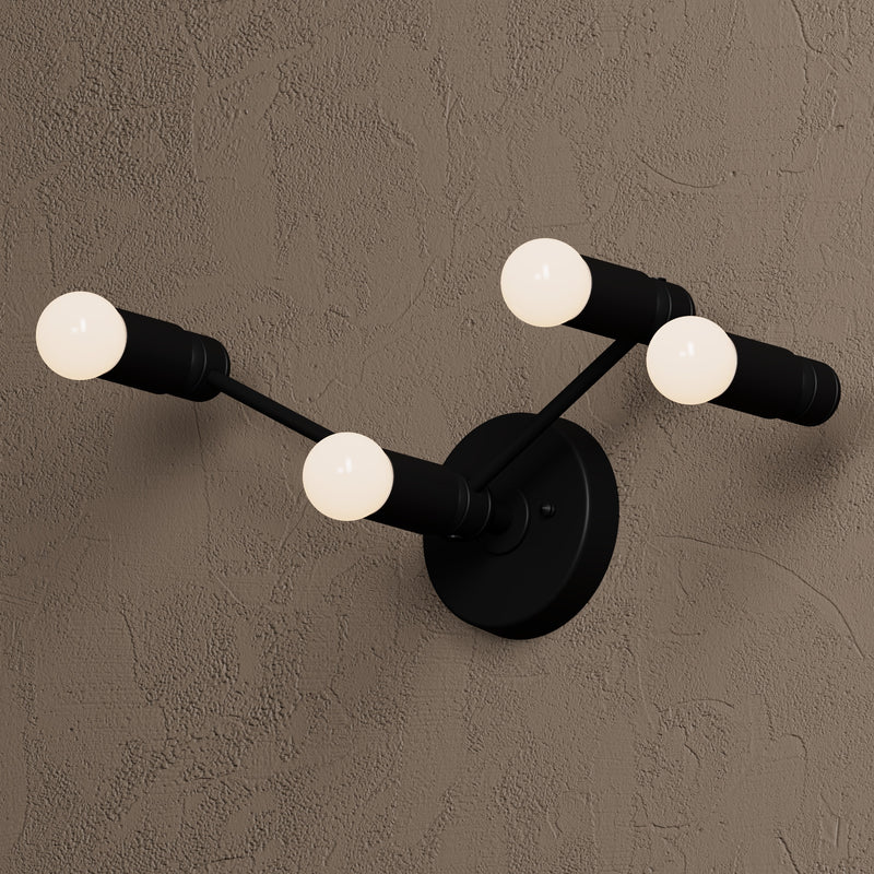 Milano - Four Light Bathroom Vanity - Matte Black - Wall Sconce - Custom Lighting By Velora
