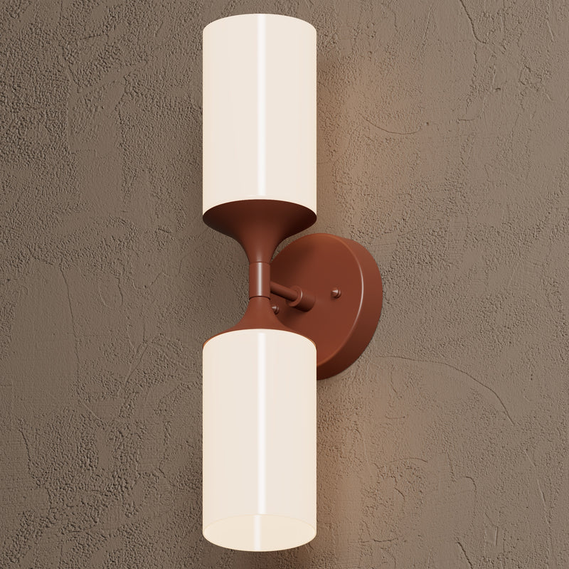 Richmond - Two Light Sconce - Terra Red / Gloss White Shades - Wall Sconce - Custom Lighting By Velora