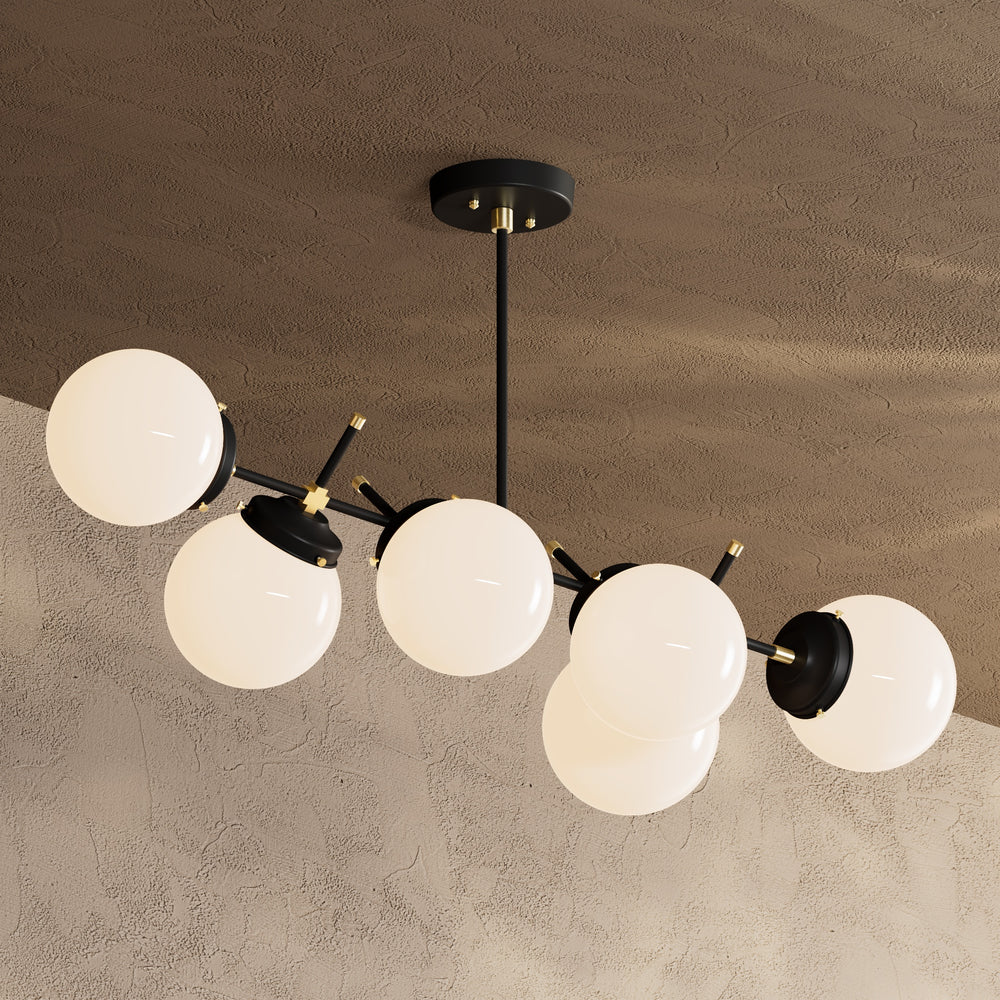 Austin - 6" Glass Globe 6 Light Linear Chandelier