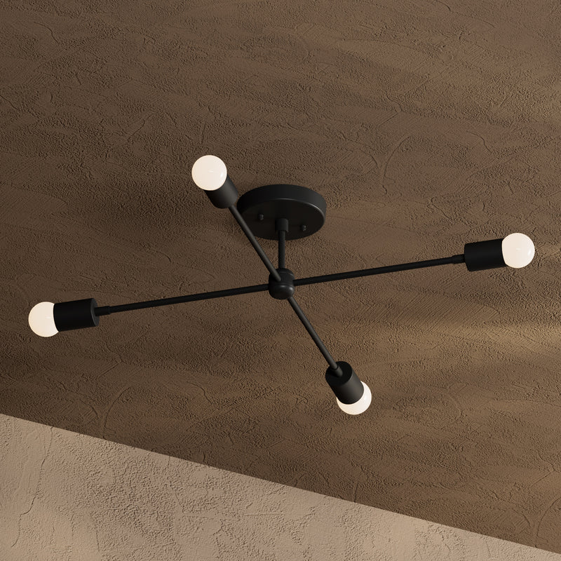 Berlin - 4 Light Chandelier - Matte Black - Chandelier - Custom Lighting By Velora