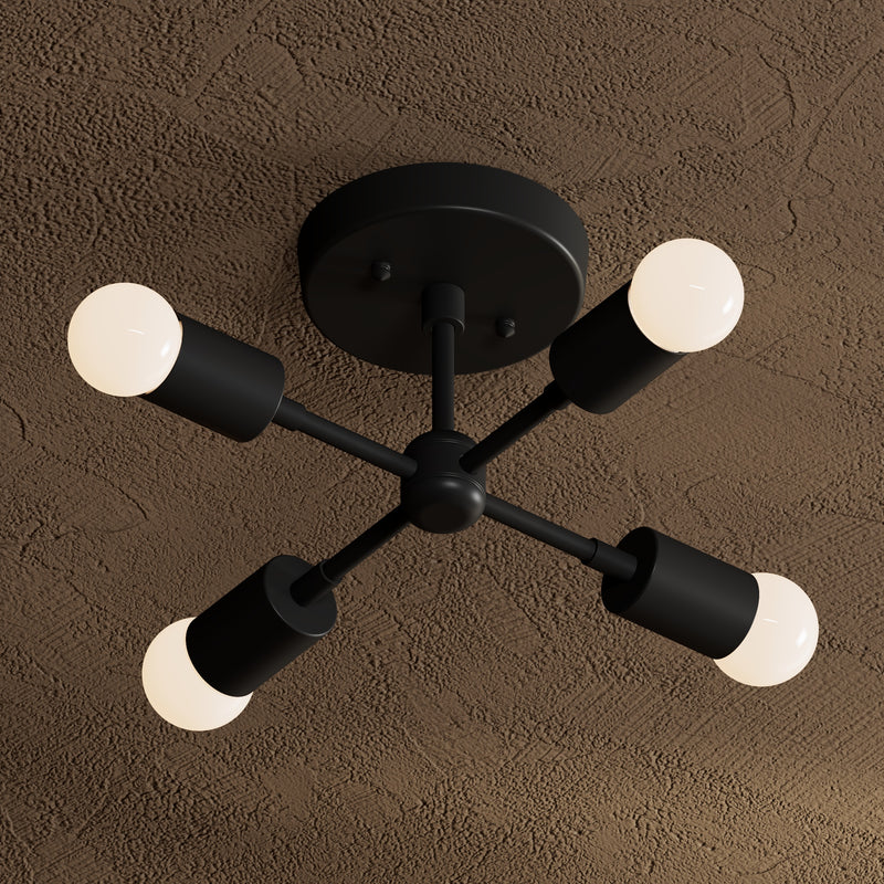 Haven - Four Light Semi Flush Fixture - Matte Black - Semi Flush - Custom Lighting By Velora