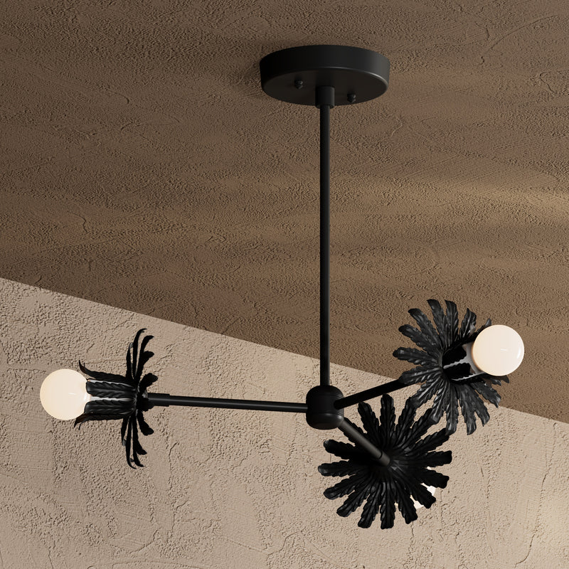Joliet - 3 Light Chandelier - Matte Black - Ceiling Light Fixtures - Custom Lighting By Velora