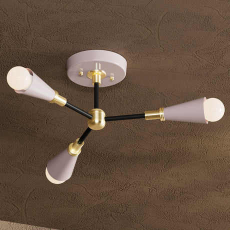 Kyoto - Three Light Semi Flush Fixture - Mauve - Semi Flush - Custom Lighting By Velora