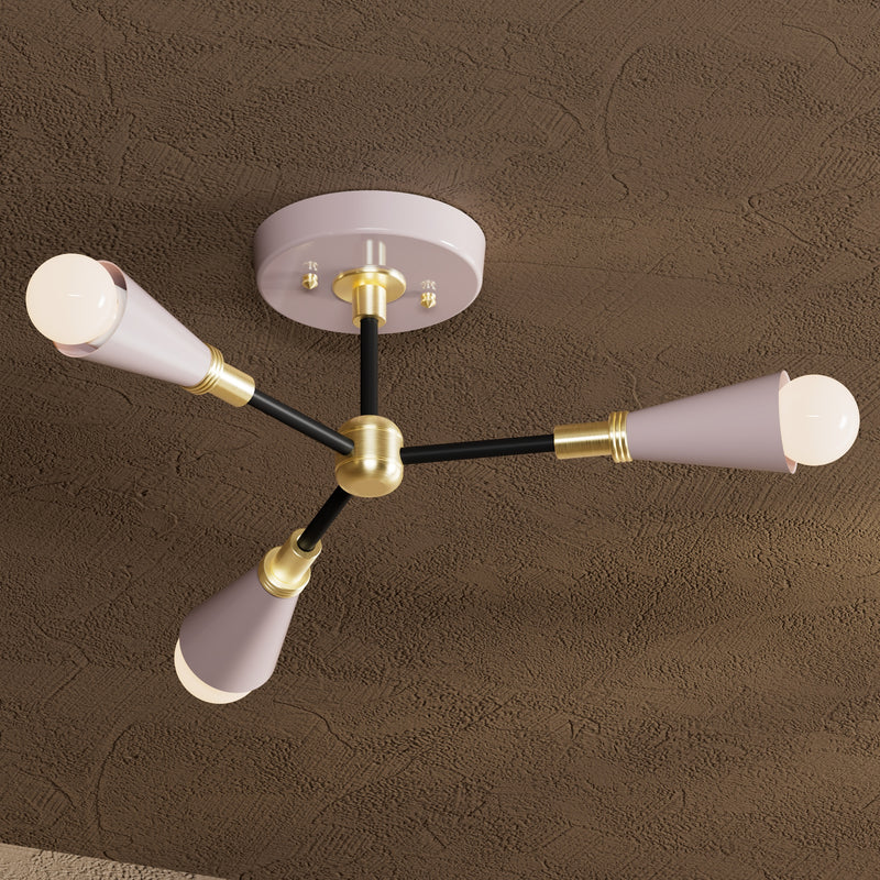 Kyoto - Three Light Semi Flush Fixture - Mauve - Semi Flush - Custom Lighting By Velora
