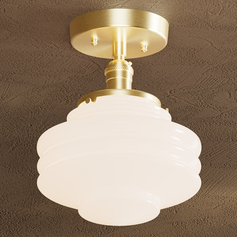 Pomona - Single Light Semi Flush Fixture - Raw Unlacquered Brass - Semi Flush - Custom Lighting By Velora