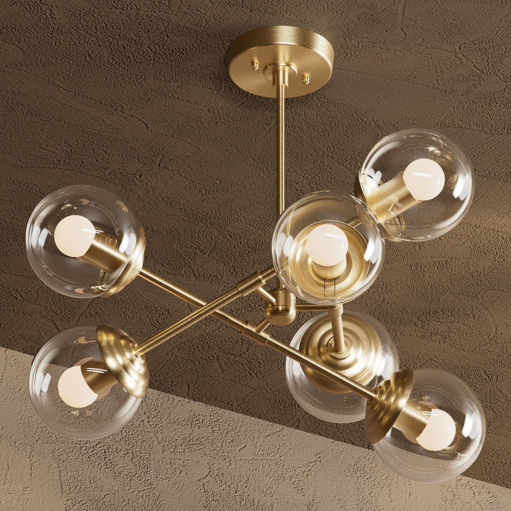Rouen - Modern Glass Globe 6 Light Chandelier