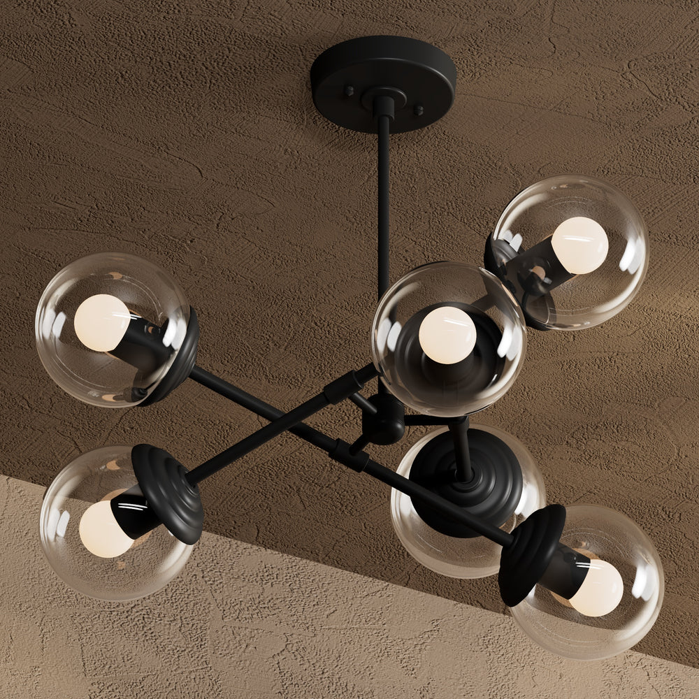 Rouen - Modern Glass Globe 6 Light Chandelier