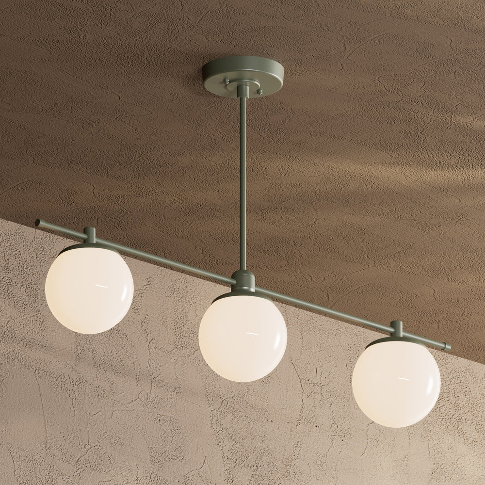 Sioux - Modern Glass Globe 3 Light Linear Chandelier