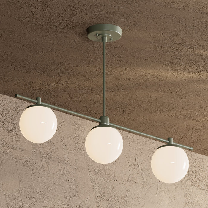 Sioux - Modern Glass Globe 3 Light Linear Chandelier