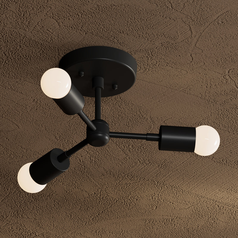 Tokyo - Three Light Semi Flush Fixture - Matte Black - Semi Flush - Custom Lighting By Velora