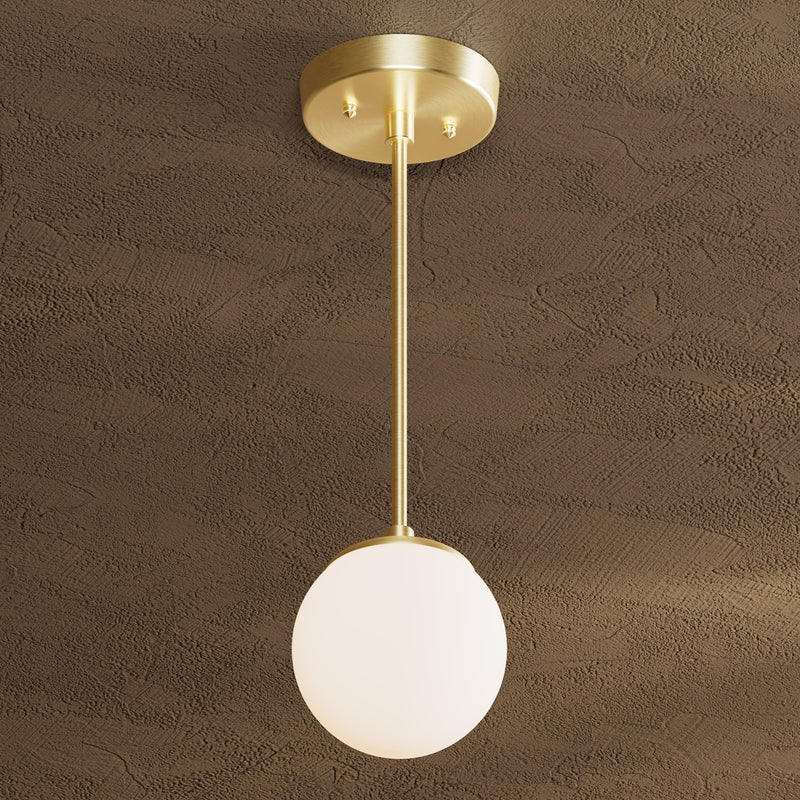 Wyola - Modern Glass Globe Single Light Pendant - Raw Unlacquered Brass / Matte Frosted Globe - Pendant - Custom