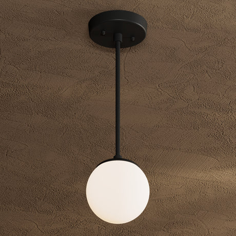 Wyola - Modern Glass Globe Single Light Pendant - Matte Black / Matte Frosted Globe - Pendant - Custom Lighting