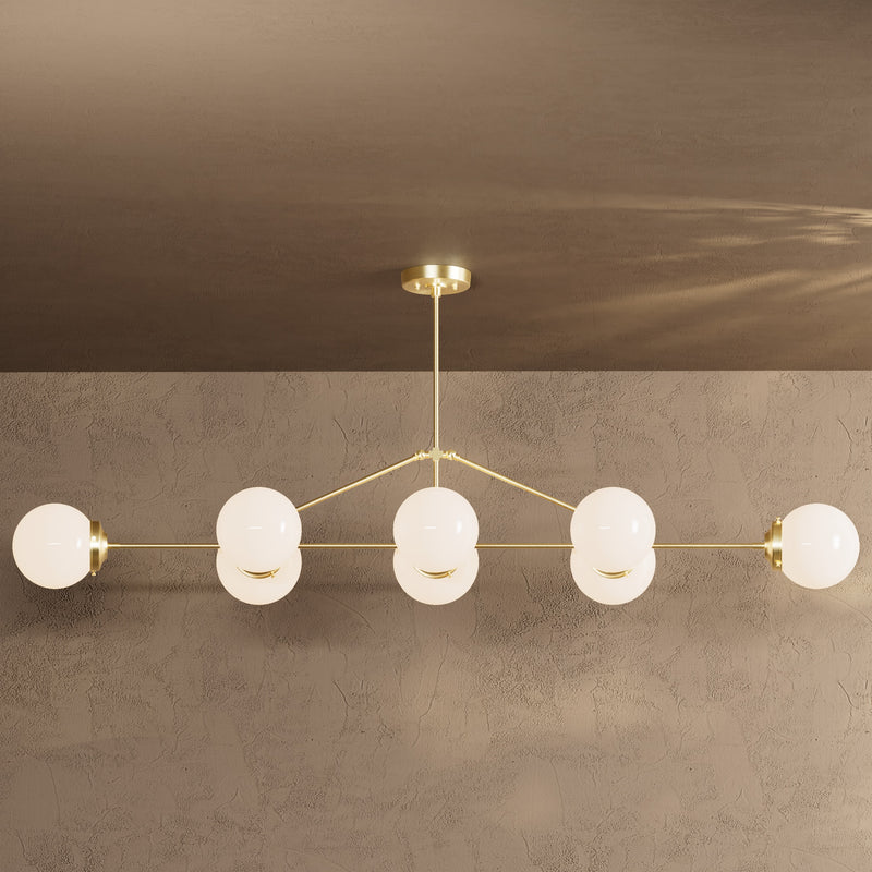 Porto - 6’’ Glass Globe 8 Light Linear Dining Chandelier - Chandelier - Custom Lighting By Velora