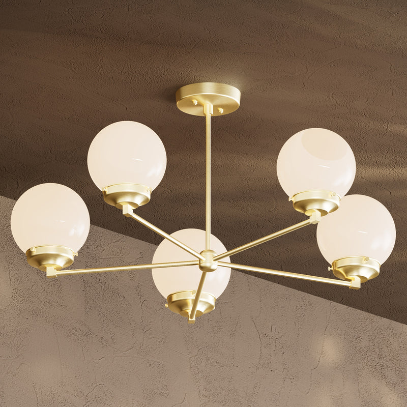 Avila - 6" Glass Globe 5 Light Chandelier