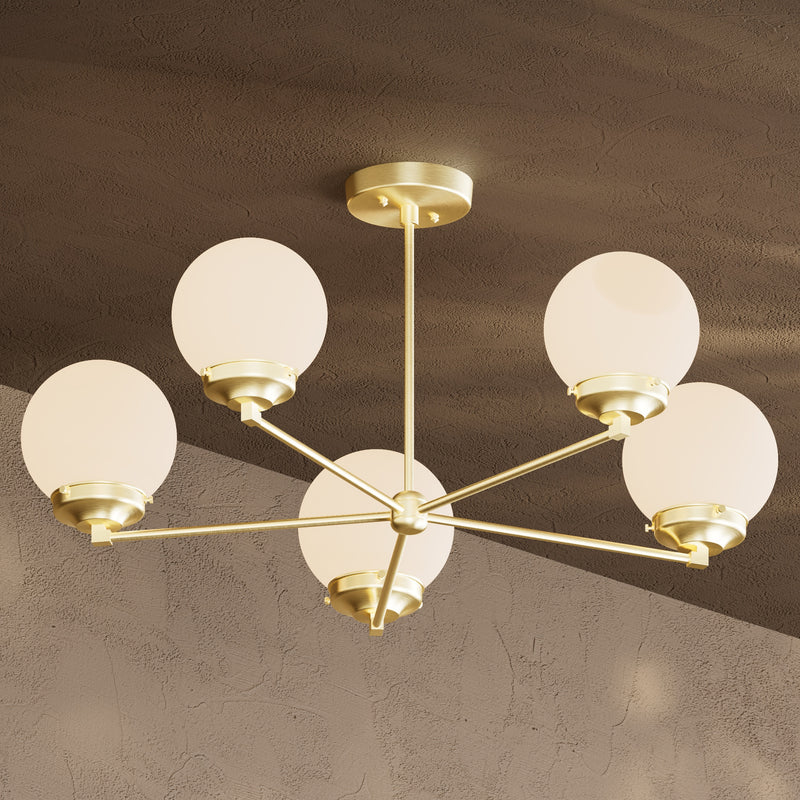 Avila - 6" Glass Globe 5 Light Chandelier