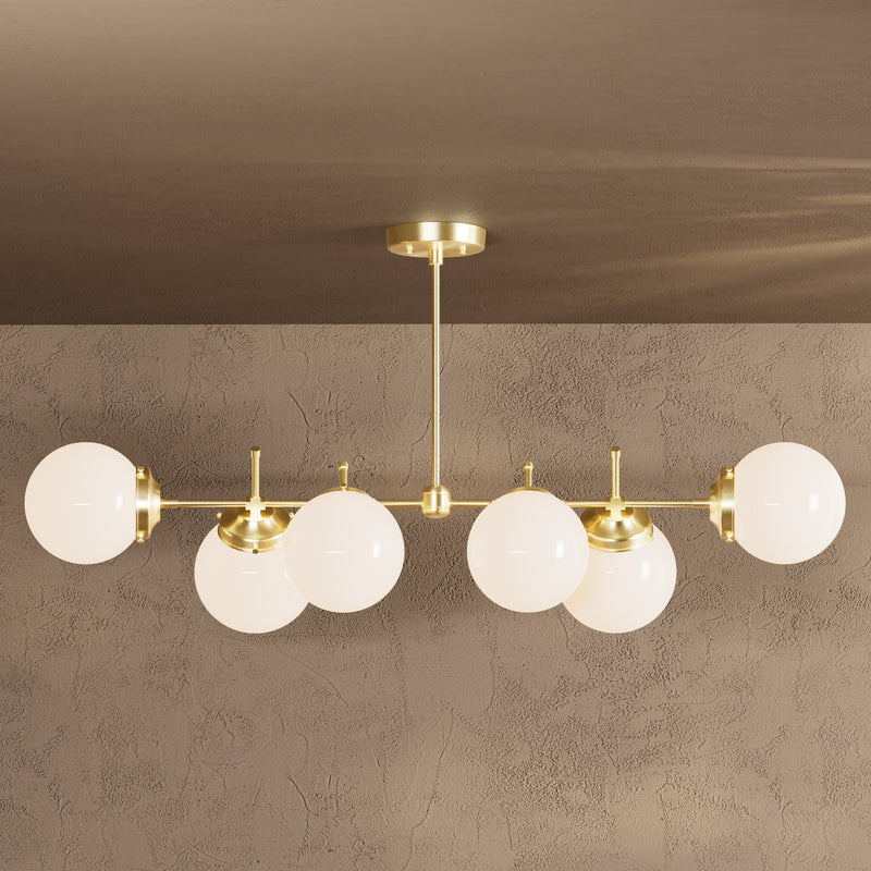 Austin - 6’’ Glass Globe 6 Light Linear Chandelier - Chandelier - Custom Lighting By Velora