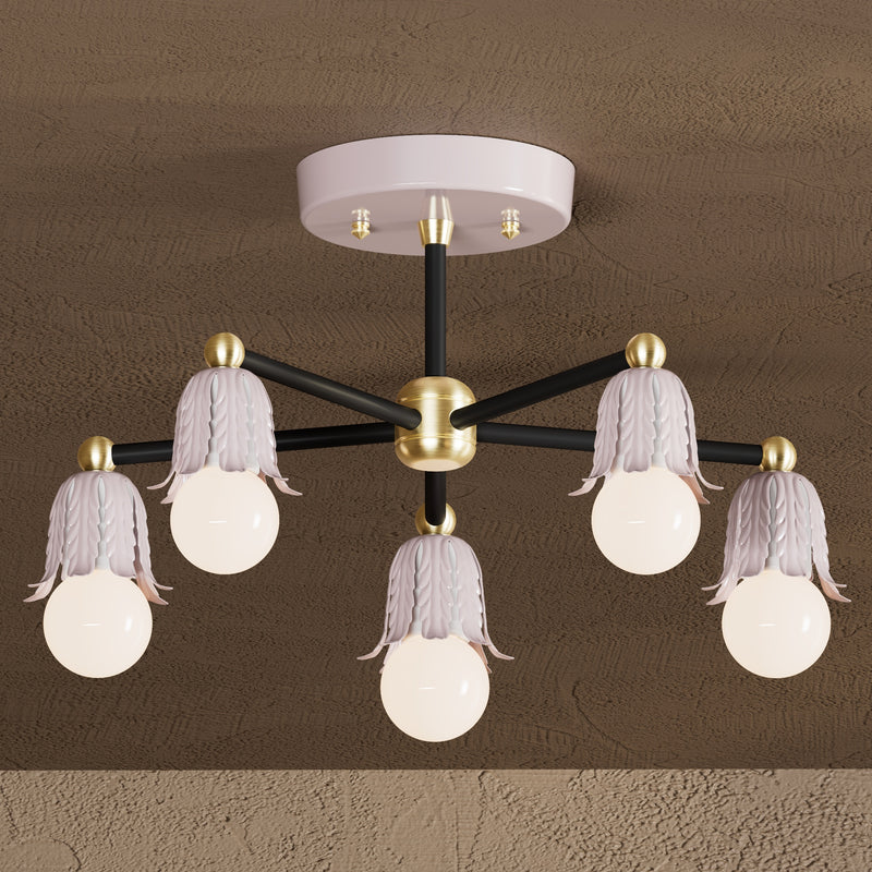 Baird - Five Light Semi Flush Fixture - Mauve / 15.5 inches - Semi Flush - Custom Lighting By Velora