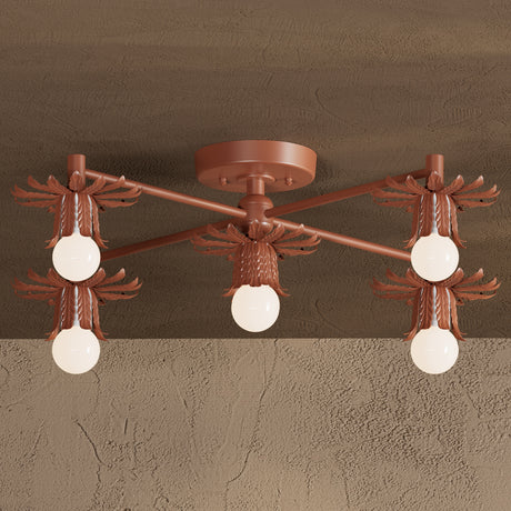 Joliet - 5 Light Semi Flush Fixture - Terra Red - Ceiling Light Fixtures - Custom Lighting By Velora