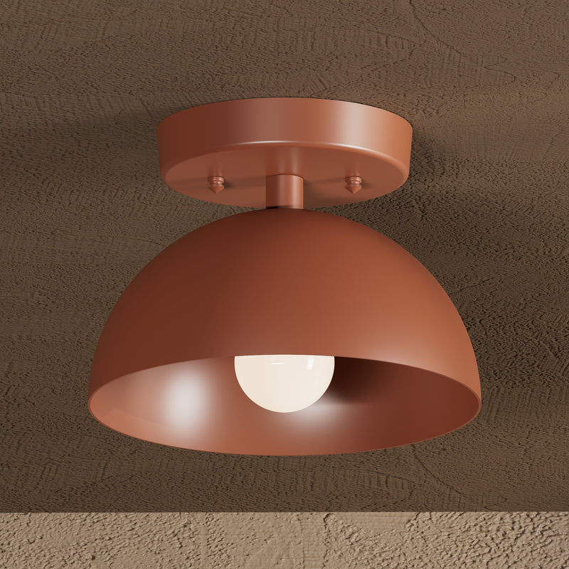 Madison - Single Light Semi Flush Fixture - Terra Red - Ceiling Light Fixtures - Custom Lighting By Velora