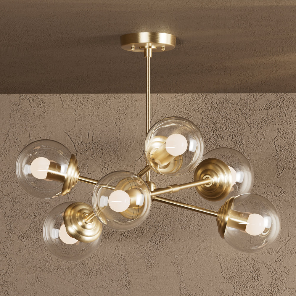 Rouen - Modern Glass Globe 6 Light Chandelier