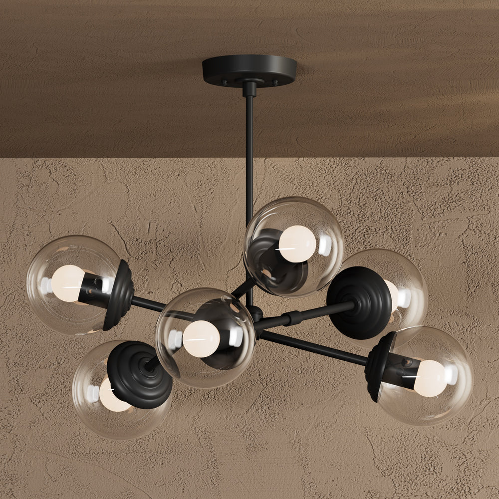 Rouen - Modern Glass Globe 6 Light Chandelier