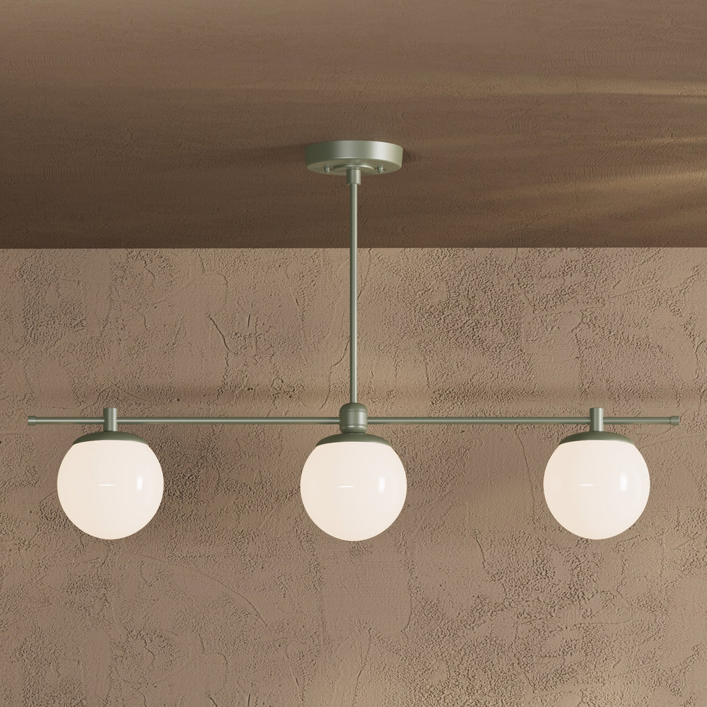 Sioux - Modern Glass Globe 3 Light Linear Chandelier