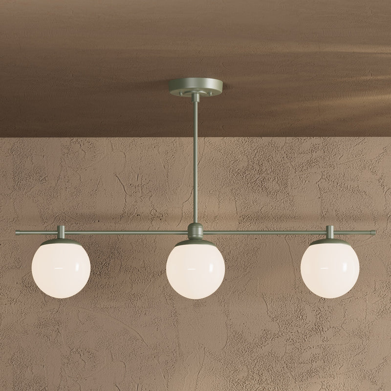 Sioux - Modern Glass Globe 3 Light Linear Chandelier - Lighting Fixtures - Custom Lighting By Velora