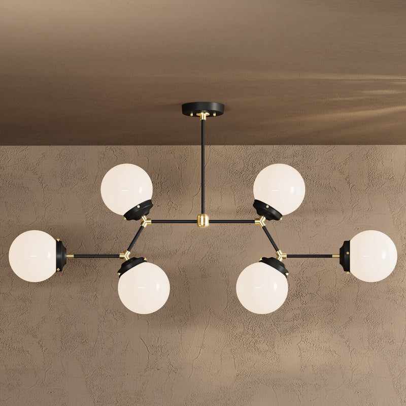 Solingen - 6’’ Glass Globe 6 Light Chandelier - Chandelier - Custom Lighting By Velora