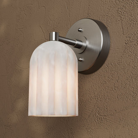Rue - Alabaster Single Light Sconce - Blackened Brass - Wall Sconce - Custom Lighting By Velora