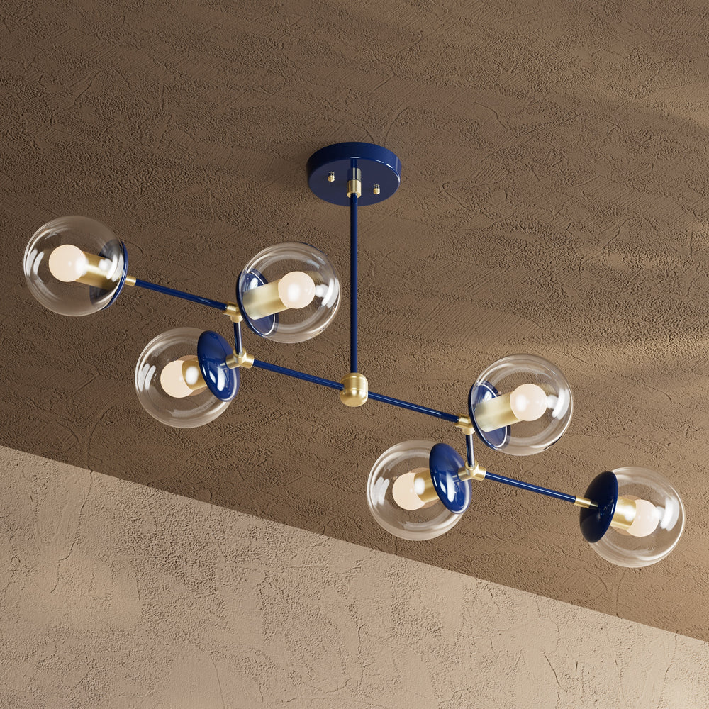Ana - Modern Glass Globe 6 Light Linear Chandelier Kitchen Island