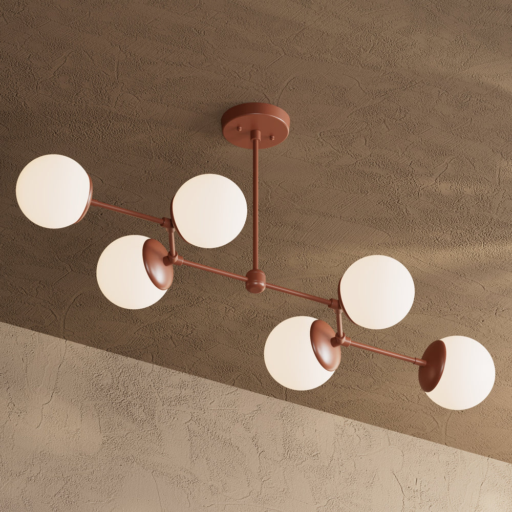 Ana - Modern Glass Globe 6 Light Linear Chandelier Kitchen Island