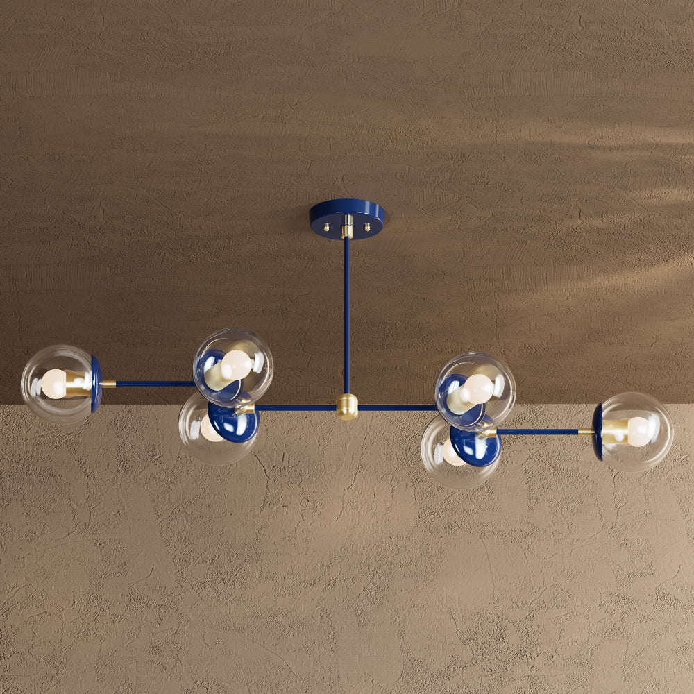 Ana - Modern Glass Globe 6 Light Linear Chandelier Kitchen Island