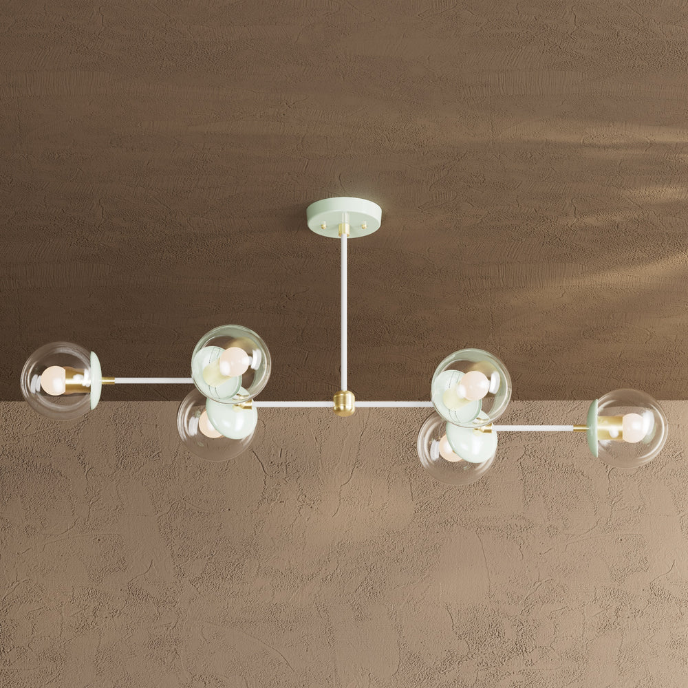 Ana - Modern Glass Globe 6 Light Linear Chandelier Kitchen Island