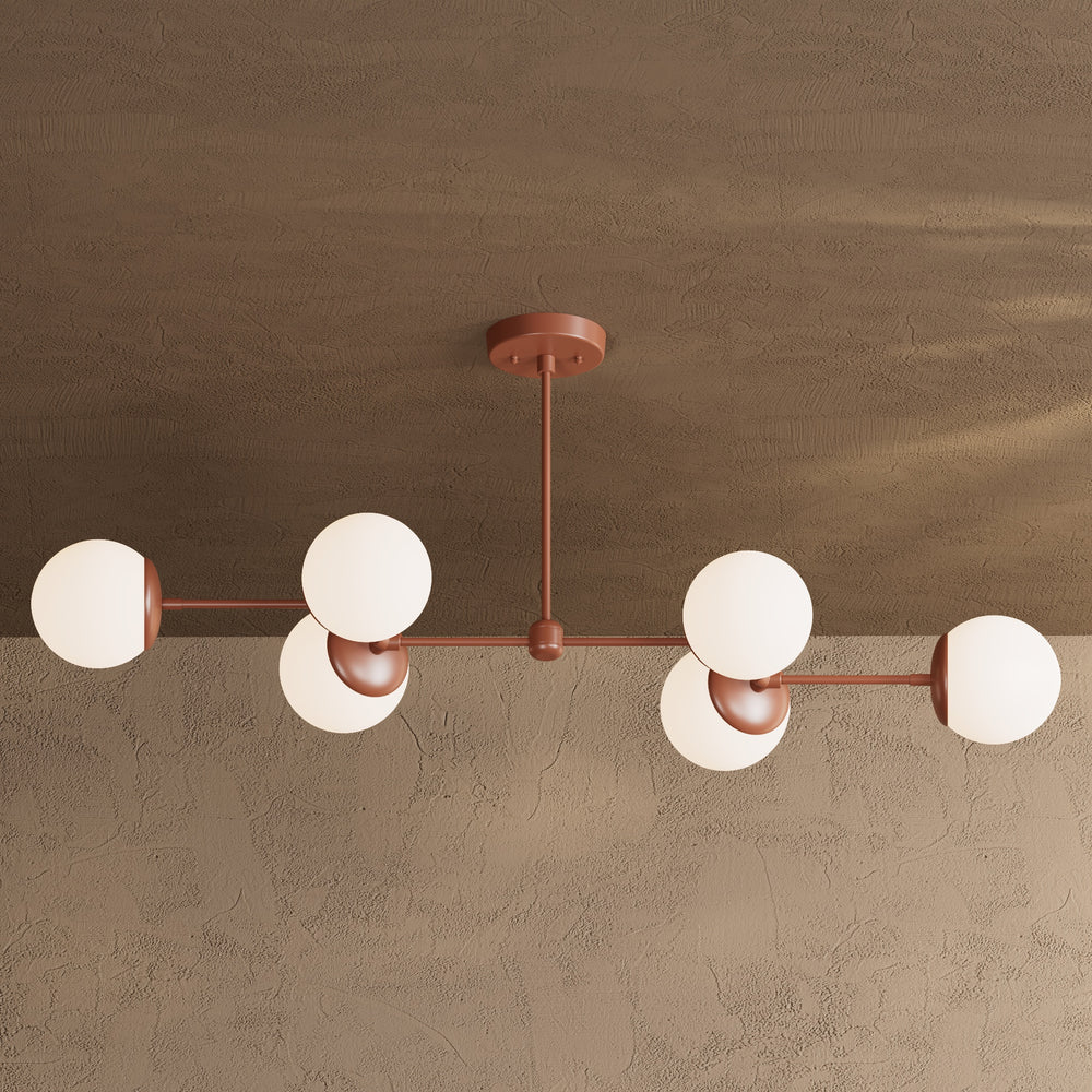 Ana - Modern Glass Globe 6 Light Linear Chandelier Kitchen Island