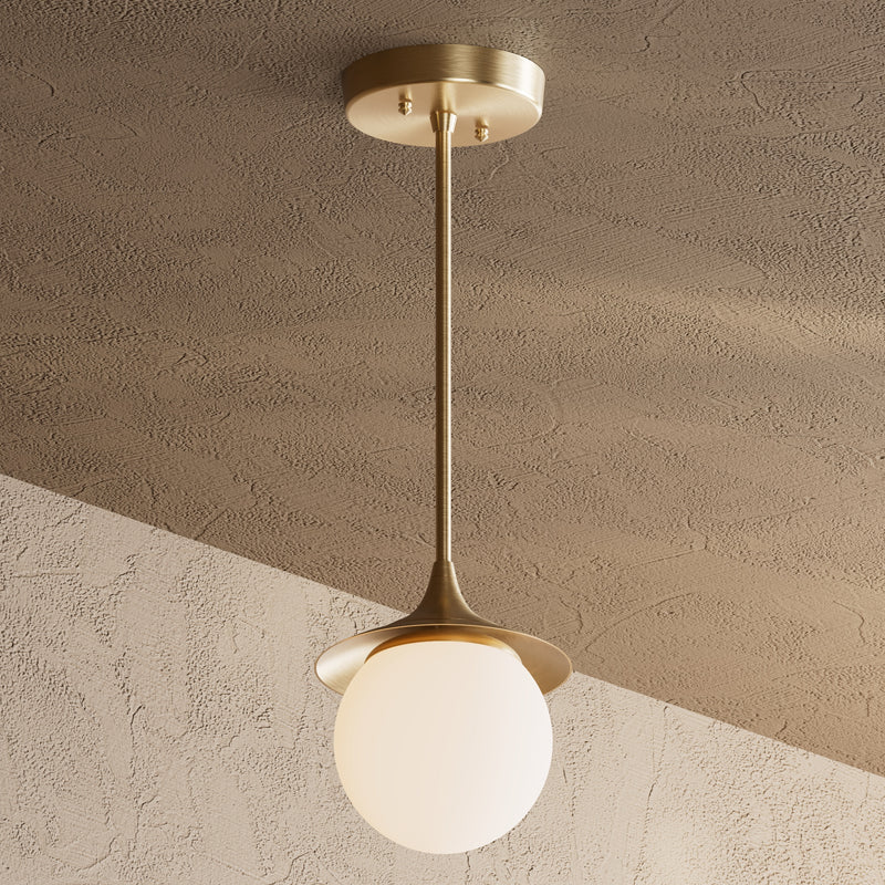 Alpine - Modern Glass Globe Single Light Kitchen Pendant - Antique Brass / Matte Frosted Globe - Pendant - Custom