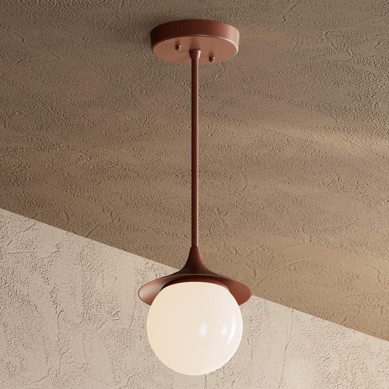 Alpine - Modern Glass Globe Single Light Kitchen Pendant - Terra Red / Gloss White Globe - Pendant - Custom Lighting