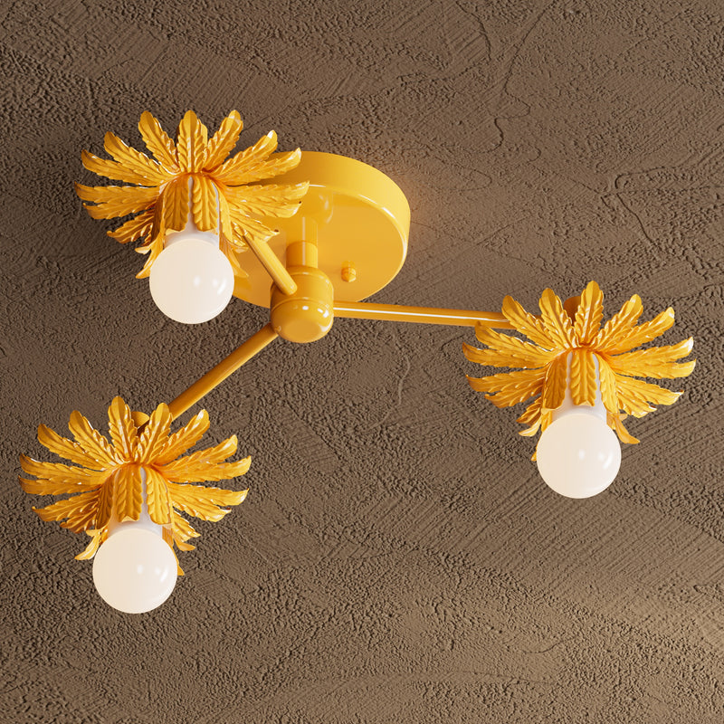 Joliet - 3 Light Semi Flush Fixture - Yellow Ochre - Ceiling Light Fixtures - Custom Lighting By Velora