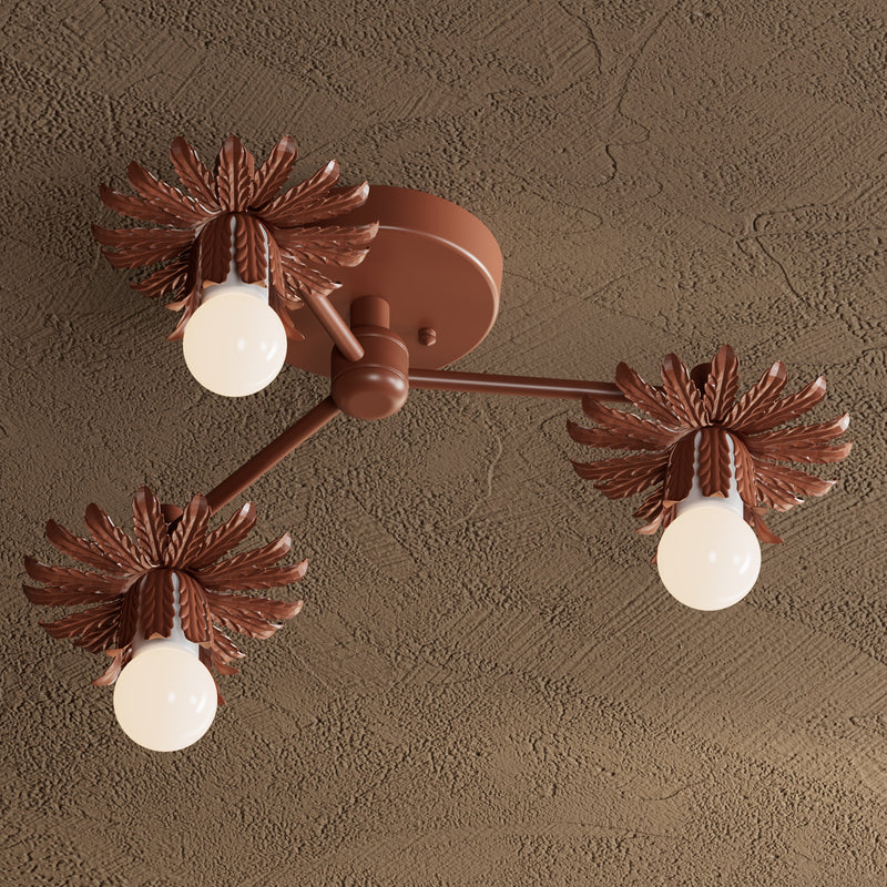 Joliet - 3 Light Semi Flush Fixture - Terra Red - Ceiling Light Fixtures - Custom Lighting By Velora