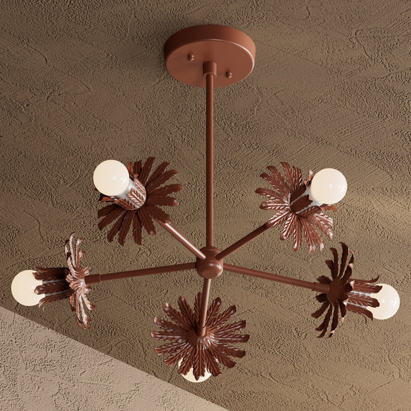 Joliet - 5 Light Chandelier - Terra Red - Ceiling Light Fixtures - Custom Lighting By Velora