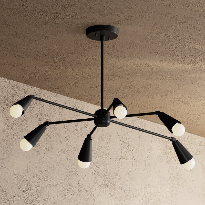 Toronto - 6 Light Chandelier - Matte Black - Chandelier - Custom Lighting By Velora